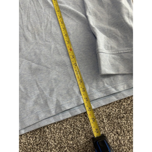Vineyard Vines Mens XXL Quarter Zip Pullover Blue White Striped Pique Sweater - Picture 7 of 8
